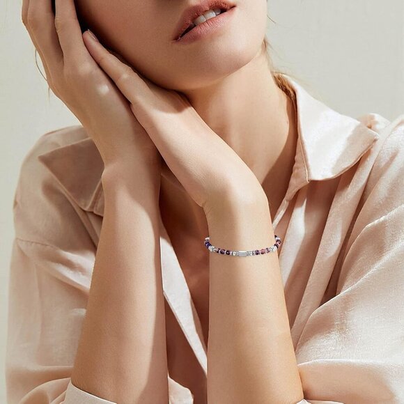 Lilac Boho Beaded Bracelets for Women Trendy Jewelry Gifts for Lover, Mom - Picture 3 of 7